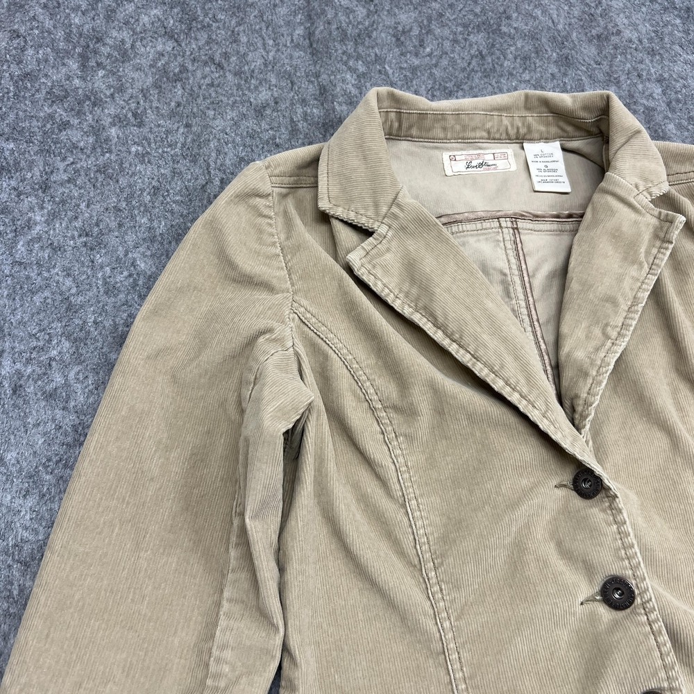 Levi Strauss Signature Jacket Womens L Beige Corduroy Blazer Button Flap Pockets - Picture 4 of 16